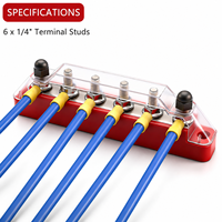 Barre de distribution d'alimentation 150A 12V avec 6 bornes M6 pour voiture, camping-car, bateau