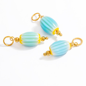 Cuentas ovaladas de vidrio de estilo nepalí para la fabricación de collares PJ91721A - Product Image 2