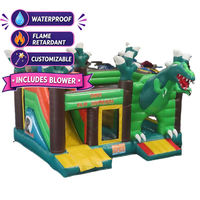 Château gonflable dinosaure dauphin jungle 13x13 pieds pour tout-petits, adultes, enfants