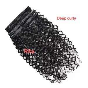 Extensiones <span class=keywords><strong>de</strong></span> Cabello Rizado <span class=keywords><strong>Natural</strong></span> <span class=keywords><strong>de</strong></span> Camboya al por Mayor con Cinco Clips, Larga, para Peluca o Postizo - Product Image 3