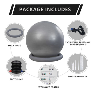 Balle d'équilibre avec bandes de résistance Entraîneur d'équilibre pour Yoga Fitness Stabilité Entraînement Force Exercice <span class=keywords><strong>Physica</strong></span> - Product Image 3