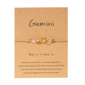 Pulsera de Piedras Naturales del Zodiaco Hebu, Pulseras Ajustables con Cuerda Trenzada y Tarjeta del Zodiaco, Regalo para Fiestas, Joyería al por Mayor - Product Image 6