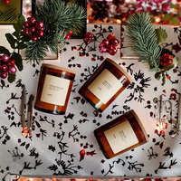 Großhandel Luxuriöse 8oz Mattierte Bernsteinfarbene Glas-Kerzenhalter mit Korkdeckel Heimdekoration Weihnachten Sojawachs Duftkerzen