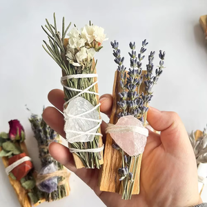 Cristaux de pierres précieuses brutes naturelles Palo Santo Kit de taches d'encens de <span class=keywords><strong>sauge</strong></span> <span class=keywords><strong>blanche</strong></span> fait à la main en bois pour le nettoyage spirituel de la maison - Product Image 5