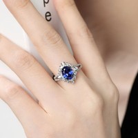 Bague en argent sterling 925 de qualité supérieure avec saphir bleu royal de 3 carats cultivé en laboratoire, pour un cadeau de mariage ou d'anniversaire