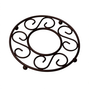 Sous-plat rond en métal, acier inoxydable, design classique, antidérapant, diamètre 400 mm, tapis et coussinets, utilisation domestique et en cuisine, sous-plat en métal fait main - Product Image 1