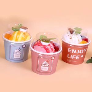 ถ้วยกระดาษไอศกรีมสีขาวพิมพ์ลายตามสั่งแบบรักษ์โลกสำหรับเด็ก ถ้วยกระดาษเค้กไอศกรีมขนาดเล็กพร้อมฝาพลาสติก - Product Image 4