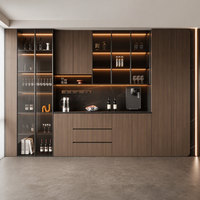 Armoire modulaire moderne en bois écologique avec placage HPL MDF et étagère ouverte à LED
