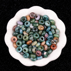 Perles de calcul rondes en pierre naturelle à grand trou, Agate indienne, Jade <span class=keywords><strong>jaune</strong></span>, Turquoise pour la fabrication de bijoux, fournitures de kit - Product Image 1