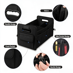 Organisateur de voiture pliable multifonctionnel imperméable <span class=keywords><strong>Oxford</strong></span>, accessoires de voiture, boîte de rangement de coffre de grande capacité, sac de rangement portable pour voiture - Product Image 3