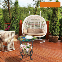 Mosaik-Eisenrahmen Klappbarer Moderner Outdoor-Beistelltisch 14 Zoll für Terrasse, Garten, Balkon & Wohnzimmer