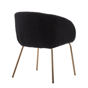 Phòng Khách Hiện Đại Trắng Đen Accent <span class=keywords><strong>Lounge</strong></span> Sherpa Vải Boucle Ghế Ăn - Product Image 4
