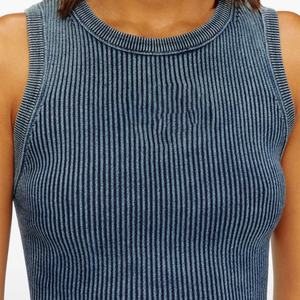 Camiseta sin mangas de algodón acanalado para mujer, corte moderno y ajustado, con espalda cruzada y cuello redondo, estilo cut-out, para chicas - Product Image 6