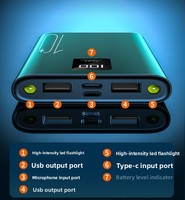 Batterie externe ultra-fine en alliage d'aluminium 10000 mAh avec écran LCD numérique, batterie au lithium polymère portable à charge rapide Micro USB