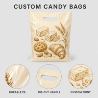 Sacs à collation en plastique PE personnalisés avec poignée découpée - Sacs à friandises pour l'emballage de nougats