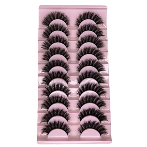 Faux <span class=keywords><strong>cils</strong></span> européens et américains, 8D, courbés, multi-couches, longs, en fibres plates croisées, faits à la main, avec bande en coton plastique - Product Image 4