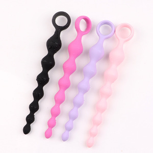 Tapón Anal de Silicona con Anillo de Agarre, Negro, Rosa, Morado, Rojo Rosa, Juguete de Estimulación para Adultos, Unisex - Product Image 3