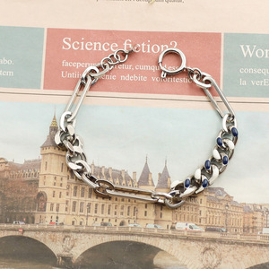 Geometric Chain Spliced Bracelet Steel Color 17cm Unisex Fashion Jewelry - Product Image 3