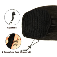 Extensions de queue de cheval à cordon de serrage long de 12 à 26 pouces 100% cheveux humains enroulés autour de clip en postiches queue de cheval noir naturel 1B