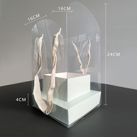 Caja de Flores Transparente Estética Estilo Coreano, Caja de Plástico para Envolver Regalos con Asas de Cuerda Resistentes