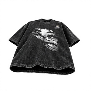 T-shirt en coton délavé surdimensionné pour homme, style streetwear, col rond, manches courtes, jersey décontracté - Product Image 4