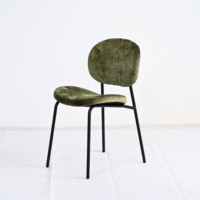 Chaise d'appoint minimaliste pour petit espace, luxe discret, rembourrée, chaise de cuisine, chaise de salle à manger en velours performant avec pieds en métal