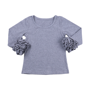 2020 monogran blanc noir chemises bébé petites filles t-shirts en coton glaçage haut volant enfants blanc l'eut filles t-shirt à manches longues - Product Image 3