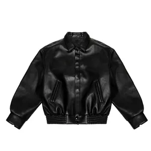 Custom Embroidery Logo Leather Baseball Bomber Leather Varsity Jacket For Men