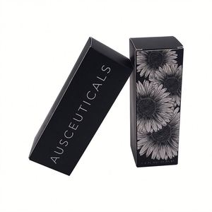 Boîte de papier noir de logo d'impression de taille personnalisée chinoise de qualité pour les produits d'émulsion de soins de la peau personnels cosmétiques haut de gamme - Product Image 1