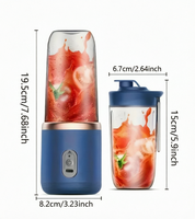 Fabrieksgroothandel 400ml Type-C Oplaadbare Elektrische Blender Mini Draagbare Blender Smoothie Maker Dubbele Beker Fruitpers