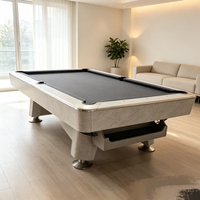 Table de billard moderne minimaliste populaire et écologique de 9 pieds avec pieds décoratifs, logo personnalisé, couleur de tissu sur mesure pour projet de salle de jeux de villa, OEM