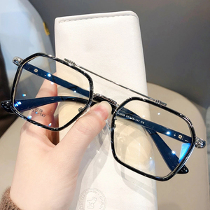 <span class=keywords><strong>Lunettes</strong></span> carrées Anti-lumière bleue pour hommes et femmes, Double pont, monture surdimensionnée, Vintage, <span class=keywords><strong>verres</strong></span> pour ordinateur, - Product Image 1