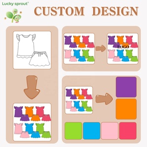 Preorder Wholesale Children Flutter Sleeves Shirt Scallop <strong>Skirt</strong> with Shorts Toddler Kids Girl Yoga Set Summer Outfit - Product Image 4