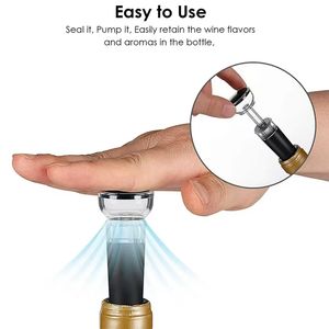 Bouchons de bouteille en silicone réutilisables pour la conservation du vin, avec pompe à vide manuelle, pour la maison, la cuisine et le bar - Product Image 4