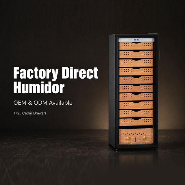 172L Cigar Humidor Wine Cooler Combo Single Zone Compressor Cabinet Cedar Shelves OEM Factory MOQ 164