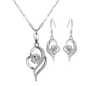 2023 Мода Joyeria де Плата 925 Женские S925 стерлингового серебра плата серьги в форме сердца цепи ожерелье кулон ювелирные изделия