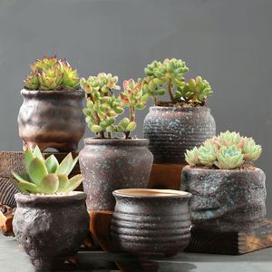 JM Rustic Home Décoration de bureau intérieure <span class=keywords><strong>Mini</strong></span> pots et jardinières <span class=keywords><strong>en</strong></span> céramique et porcelaine mignons pour plantes succulentes - Product Image 1