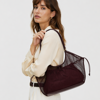 Sac fourre-tout tissé grande capacité 2 pièces/ensemble, sac à bandoulière en maille de nylon, sac à main de plage pour les vacances d'été, Bolsos De Playa - Vente chaude