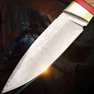 OEM tùy chỉnh Damascus lưỡi thép cắm trại ngoài trời săn bắn dao với gỗ xử lý sắc nét bền Survival công cụ - Product Image 3
