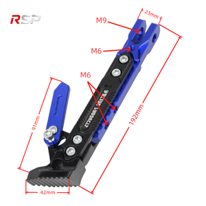 Béquille latérale de moto <span class=keywords><strong>en</strong></span> alliage <span class=keywords><strong>d</strong></span>'aluminium CNC réglable RSP, support de béquille, patin antidérapant, capacité de 300 kg, moto - Product Image 2
