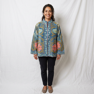 Veste réversible en velours et coton pour femme, style universitaire matelassé, manteau d'automne, col mandarin, manches longues, fermeture à points ouverts, sans fermeture éclair - Product Image 2