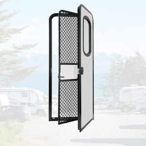 Puerta de entrada de RV estilo americano con red de mosca de puerta interior y marco negro de red de seguridad para autocaravana - Product Image 1