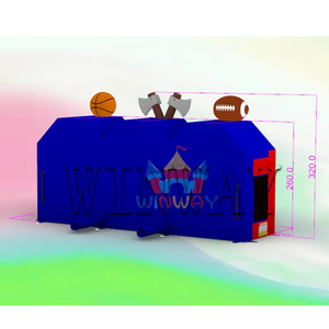 Aufblasbares 3-in-1-Jahrmarktspiel im Lustigen Design mit Fußball-, Basketball- und Rugby-Torwand, Aufblasbares Spielhaus für Kinder - Product Image 6