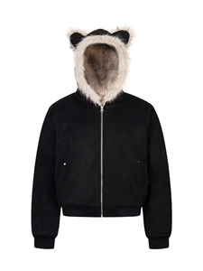 Manteau à capuche en daim style chinois automne/<span class=keywords><strong>hiver</strong></span> pour <span class=keywords><strong>femme</strong></span>, épais, coupe-vent, chaud, avec oreilles de chat, <span class=keywords><strong>veste</strong></span> rembourrée à l'<span class=keywords><strong>aigle</strong></span> doré - Product Image 5