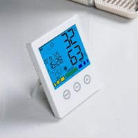 Thermomètre et hygromètre de chevet avec veilleuse LED et alarme avec fonction snooze, prévisions météo pour chambre de bébé et crèche
