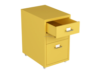 Commode à 3 tiroirs de luxe moderne jaune |   Armoire de rangement cosmétique pour chambre à coucher |   Organisateur de maquillage à roulettes
