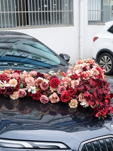 Arreglo Floral para Coche de Boda, <span class=keywords><strong>Flores</strong></span> Artificiales Mixtas, Estilo Europeo, Decoración Floral en Forma de V, LQ - Product Image 2