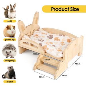 <span class=keywords><strong>Lit</strong></span> en <span class=keywords><strong>bois</strong></span> pour cobaye avec coussin, espace caché amovible avec escaliers, un <span class=keywords><strong>habitat</strong></span> mignon et confortable pour les petits animaux - Product Image 2