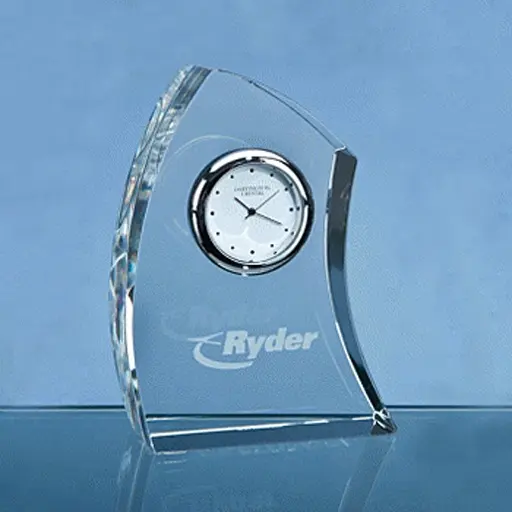 Lembrança de lembrança do relógio de cristal exclusivo, com gravura personalizada para o feriado do evento, escritório, presentes