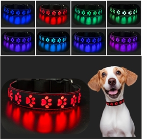 Collar LED para Mascotas Recargable por USB con Diseño de Huella de Perro 3D en Cinta de Poliéster y Goma Cómoda, Gran Venta - Product Image 6